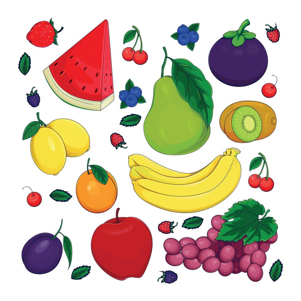 dibujar a mano doodle de fruta fresca vector