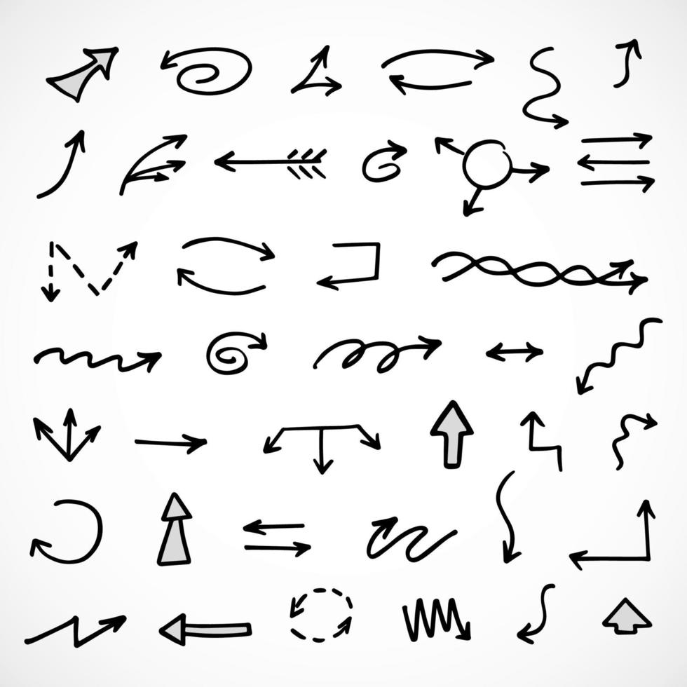 Vector set of hand drawn arrows, elements for presentation
