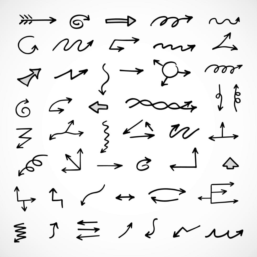 Vector set of hand drawn arrows, elements for presentation