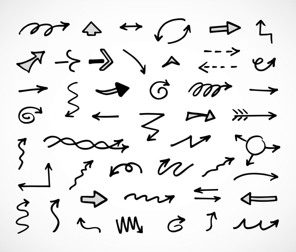 Vector set of hand drawn arrows, elements for presentation