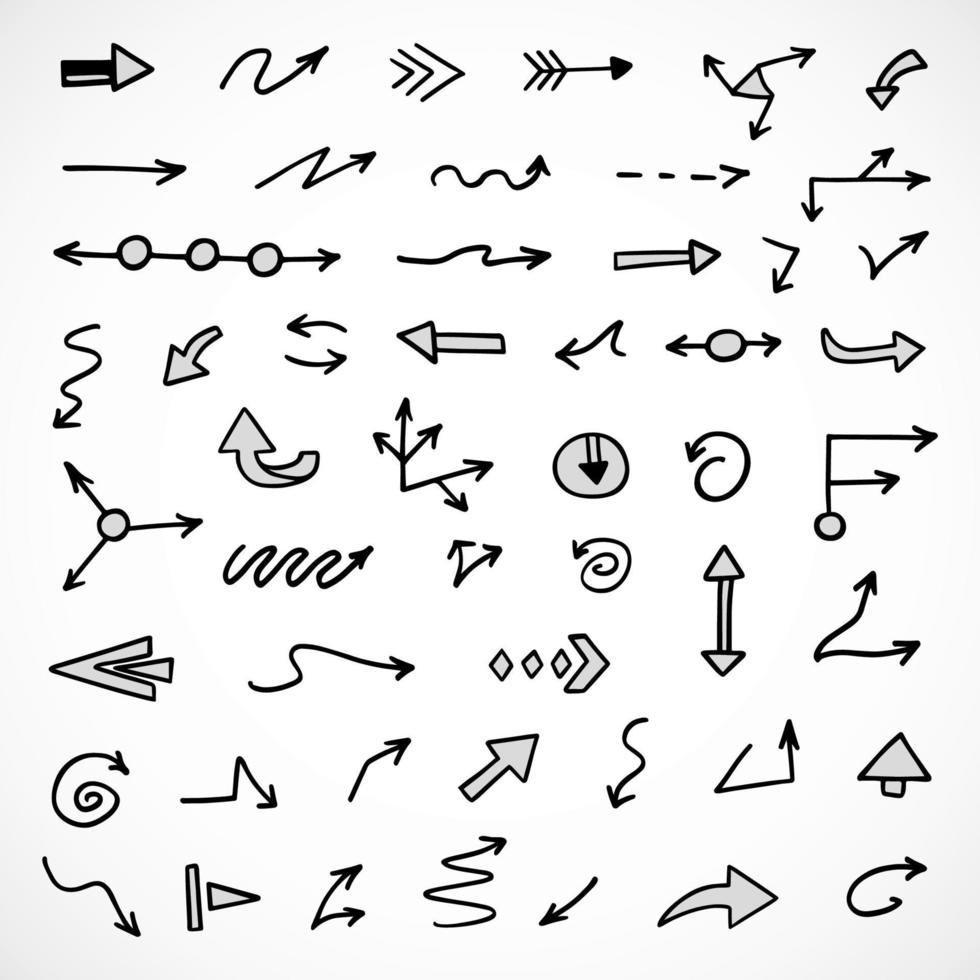 Vector set of hand drawn arrows, elements for presentation