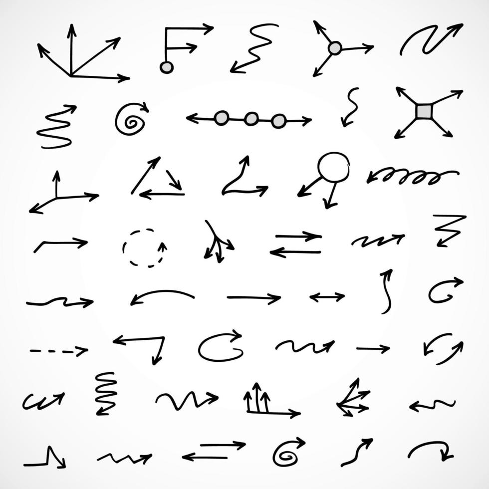 Vector set of hand drawn arrows, elements for presentation