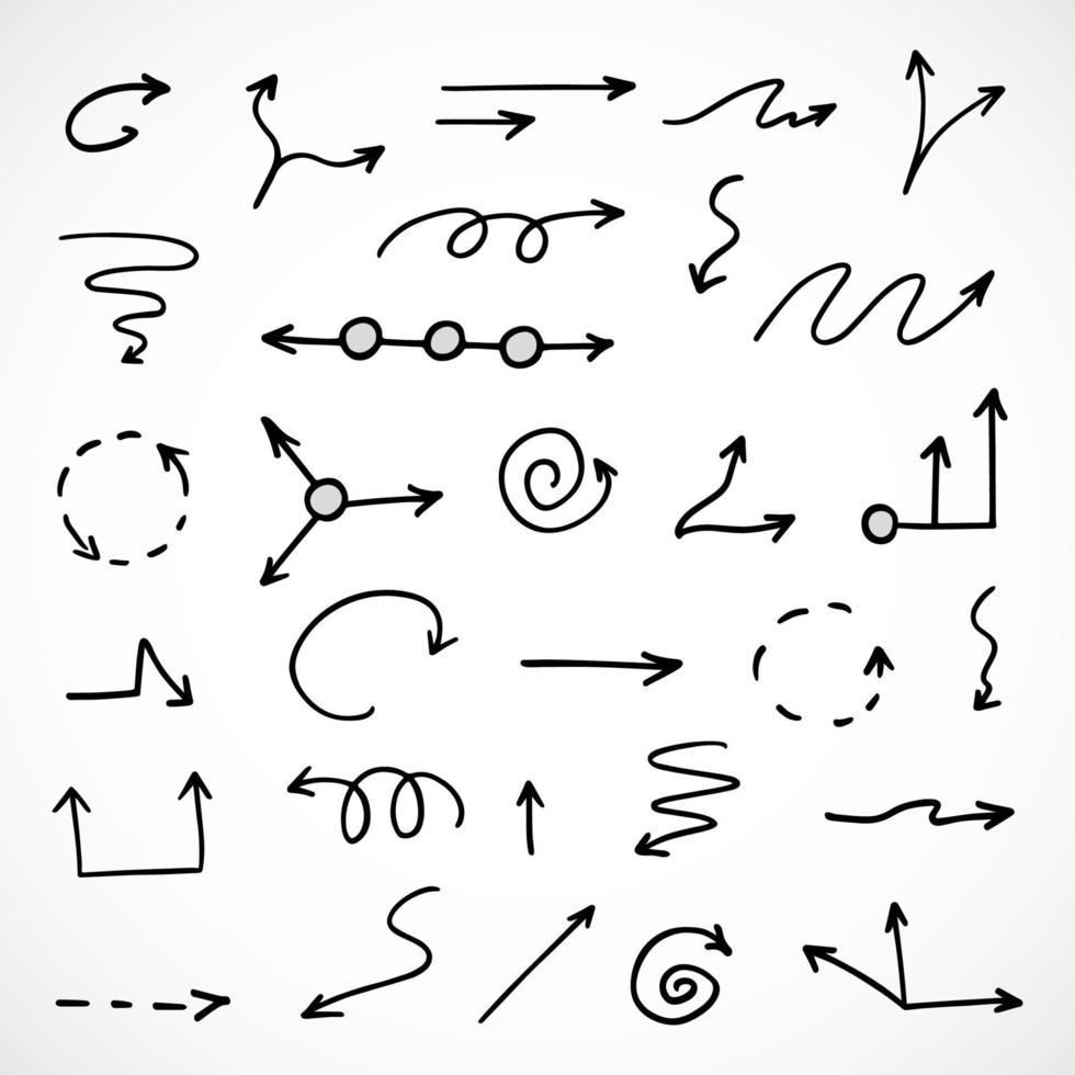 Vector set of hand drawn arrows, elements for presentation