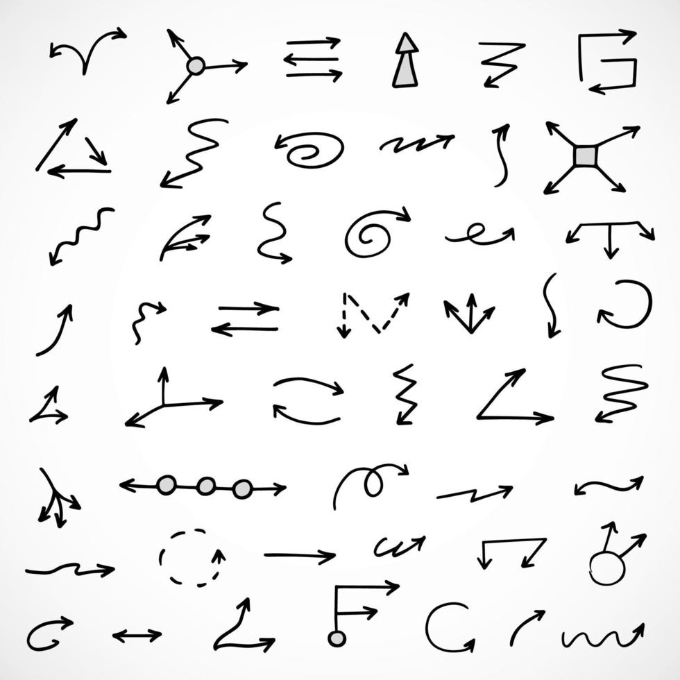 Vector set of hand drawn arrows, elements for presentation