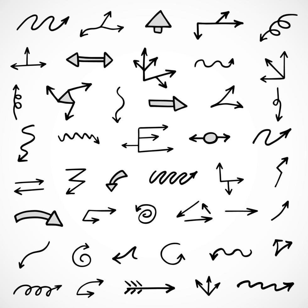 Vector set of hand drawn arrows, elements for presentation
