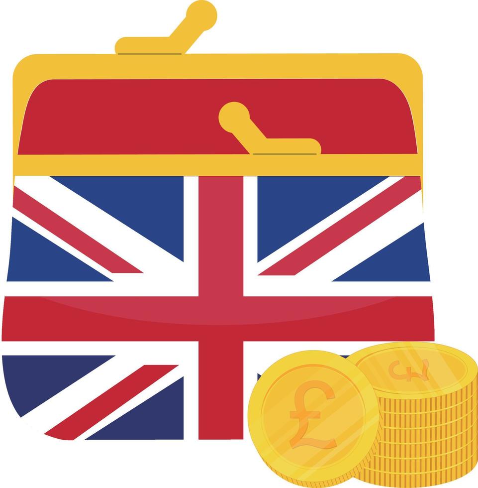 British Flag vector hand drawn,Pound sterling vector hand drawn