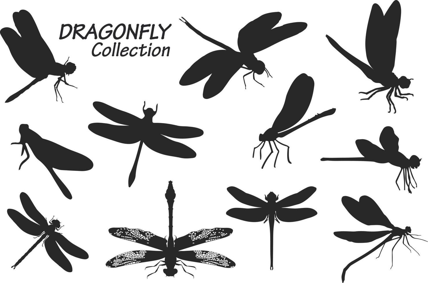 dragonfly silhouettes collection vector