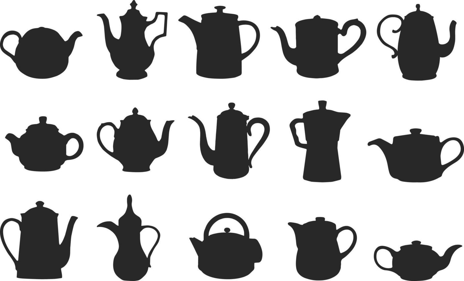 teapot silhouettes set vector