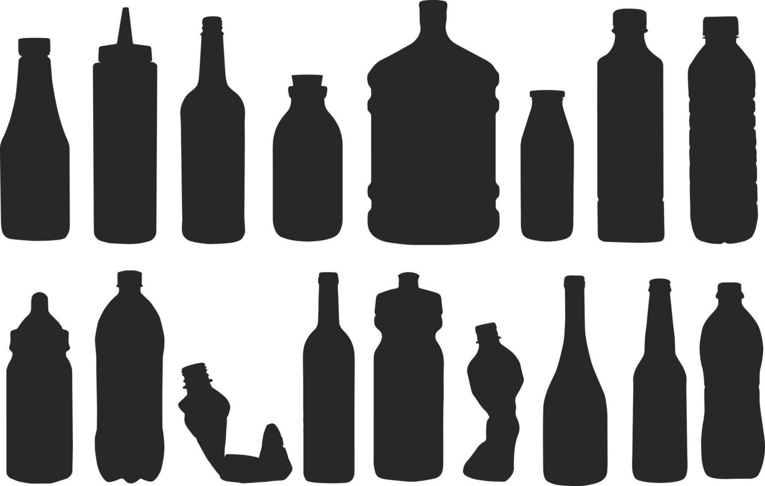 conjunto de siluetas de botella vector