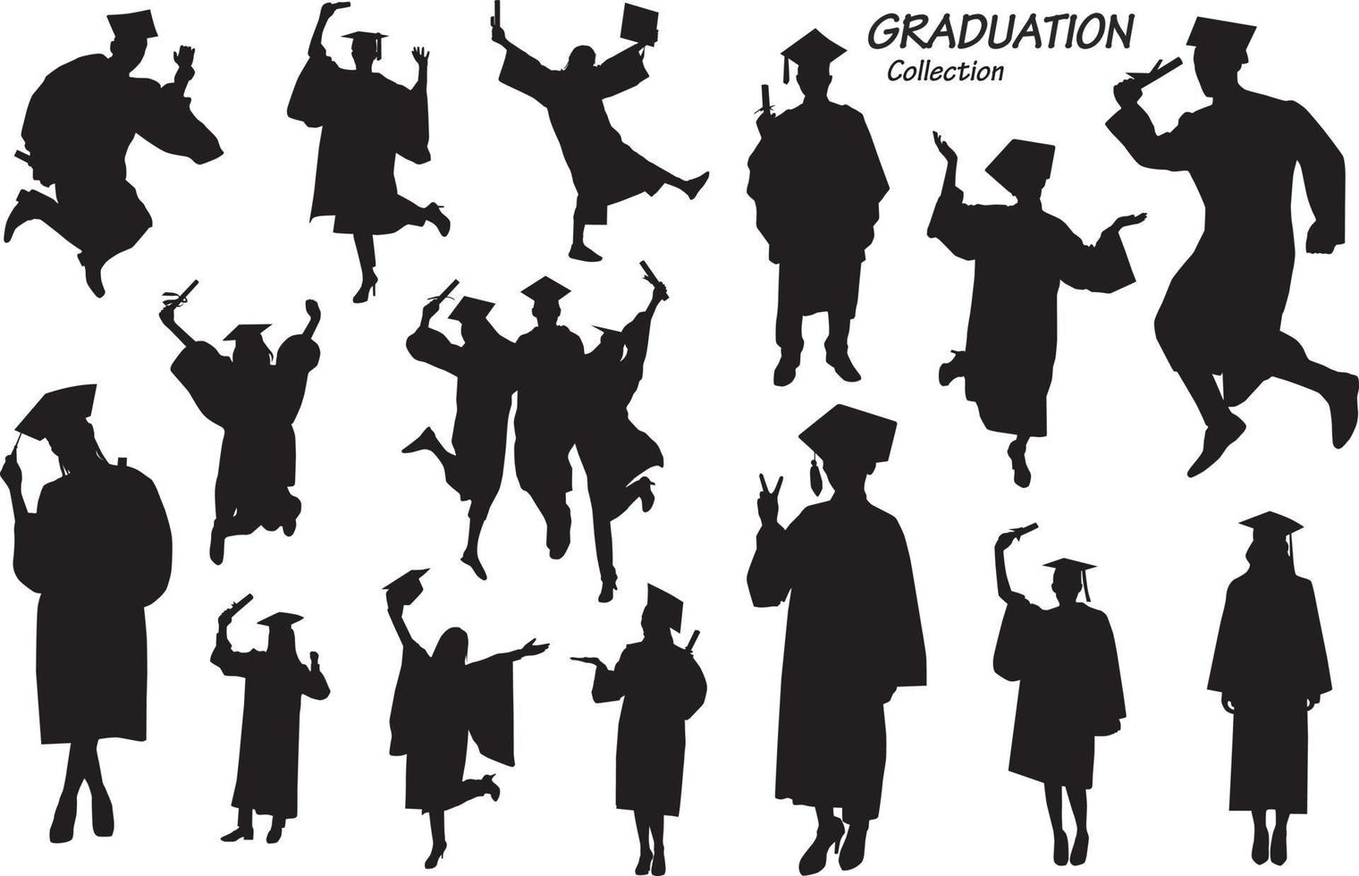 graduation silhouettes set vector