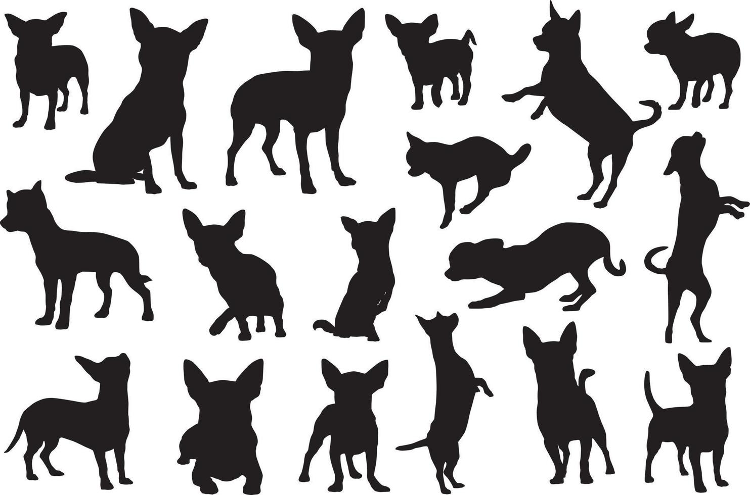 Chihuahua dog silhouettes vector
