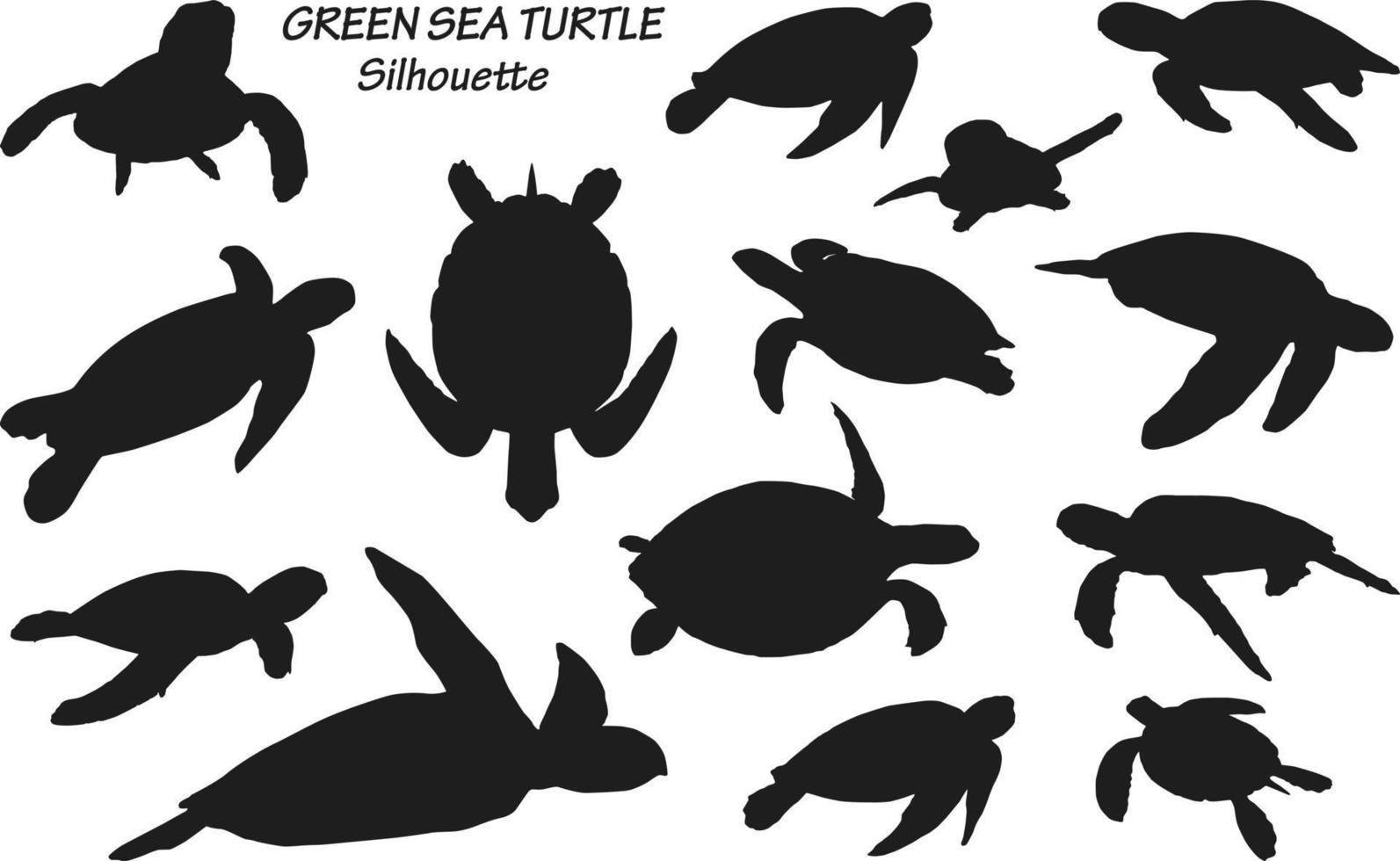 siluetas de tortugas marinas verdes vector