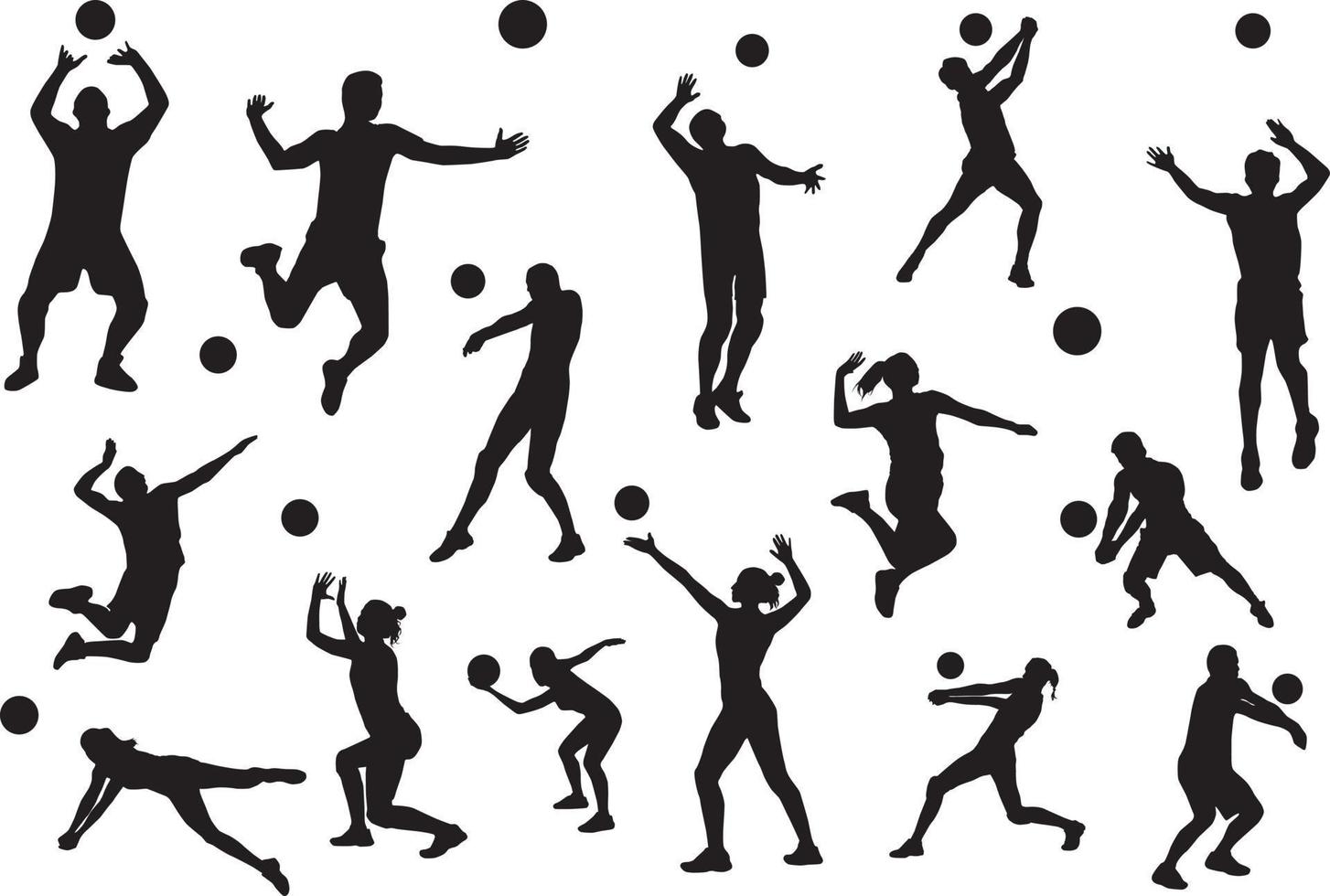 volleyball silhouettes set vector
