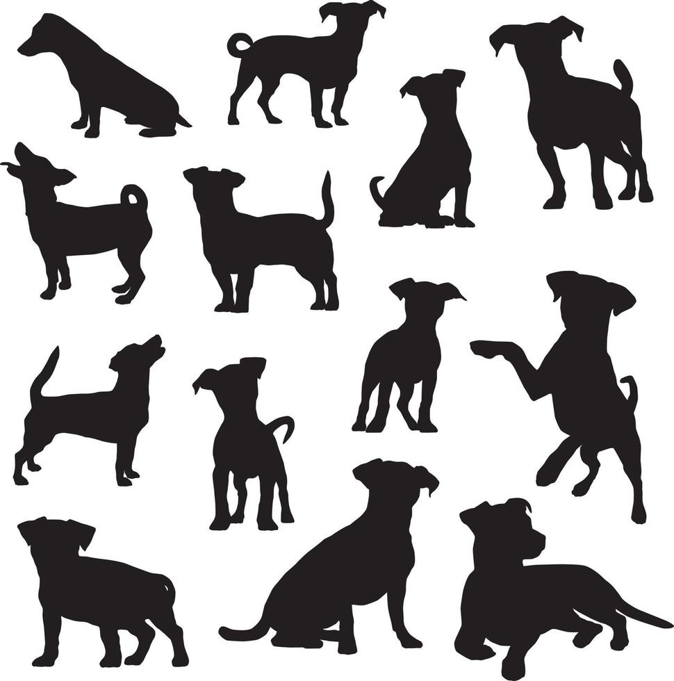 Jack russell dog silhouettes vector