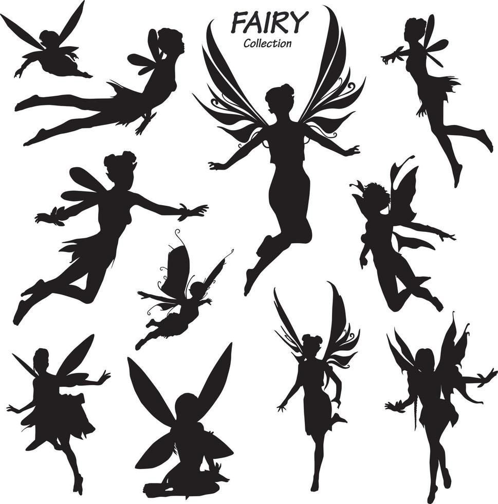 fairy silhouettes set vector