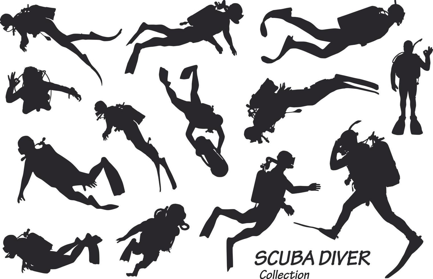 Scuba diver silhouettes vector