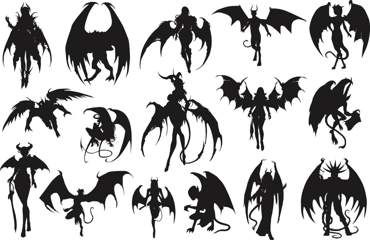 devil silhouettes set vector