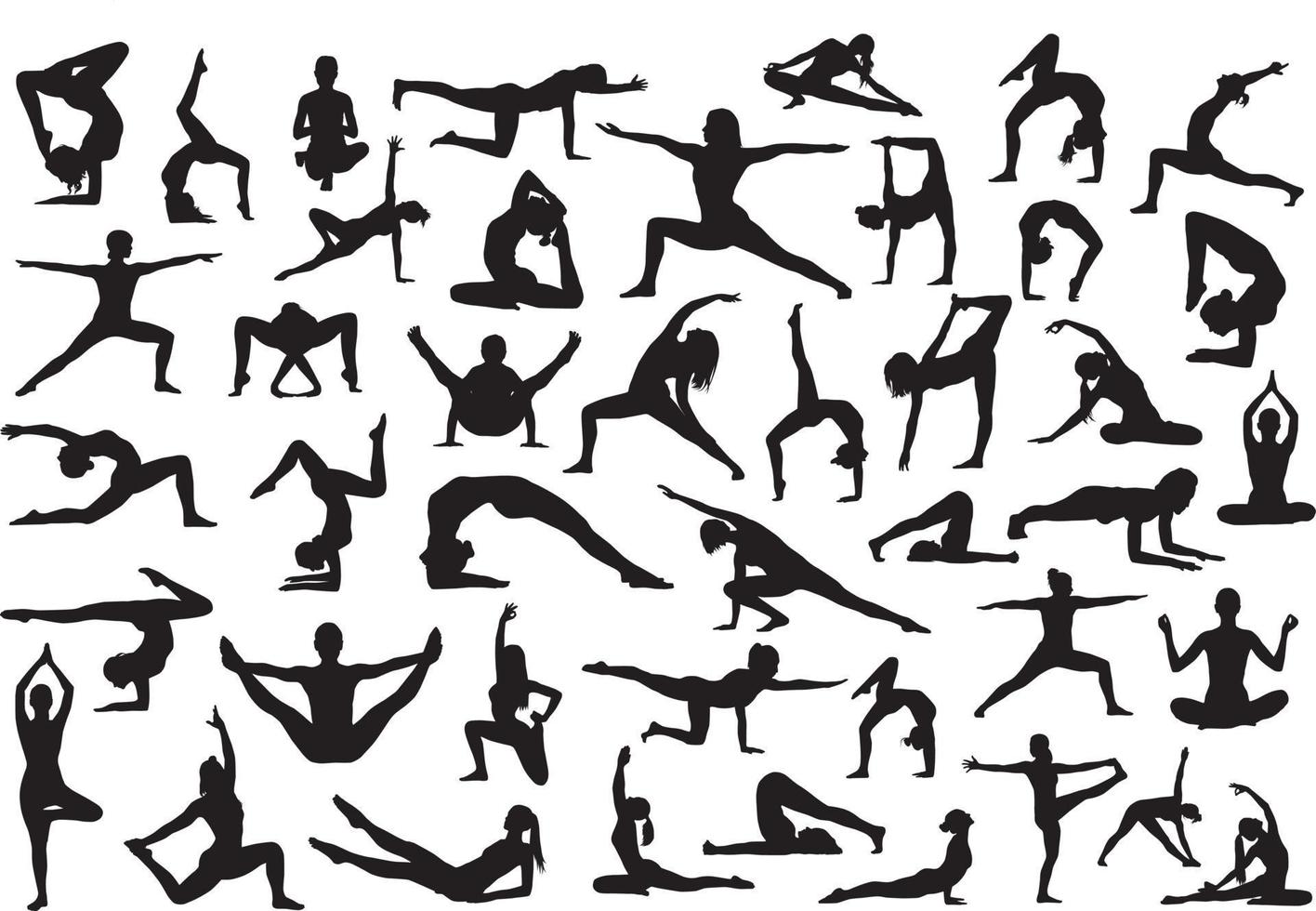 Yoga silhouettes set vector