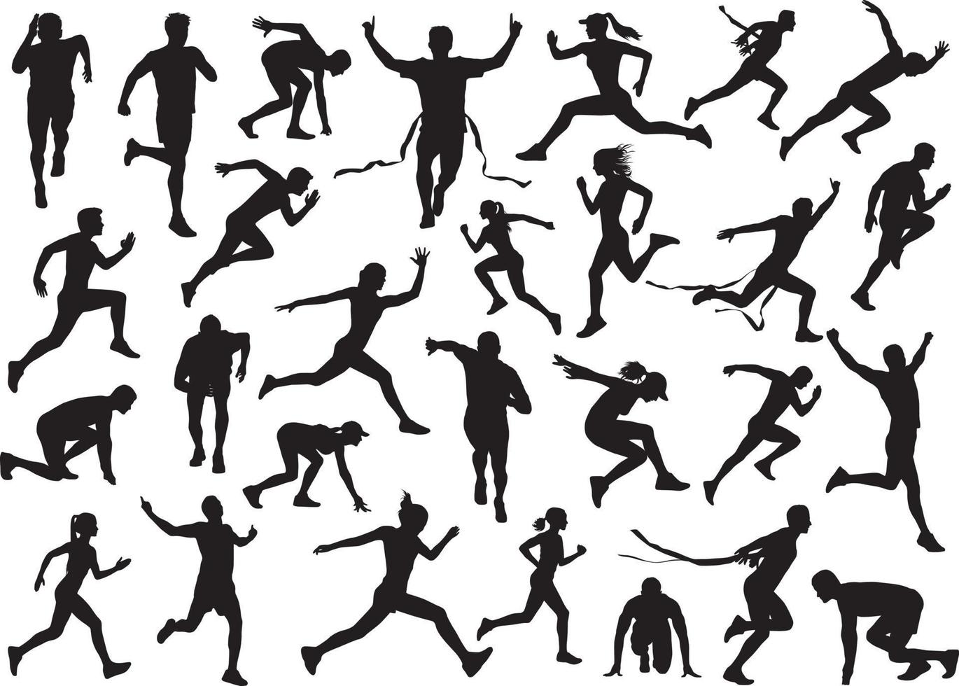 running silhouettes collection vector