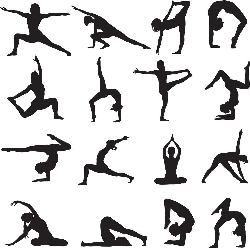 Yoga silhouettes set vector