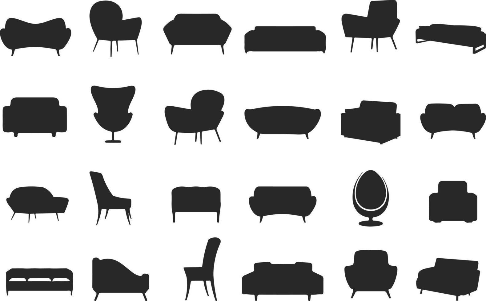 sofa silhouettes set vector