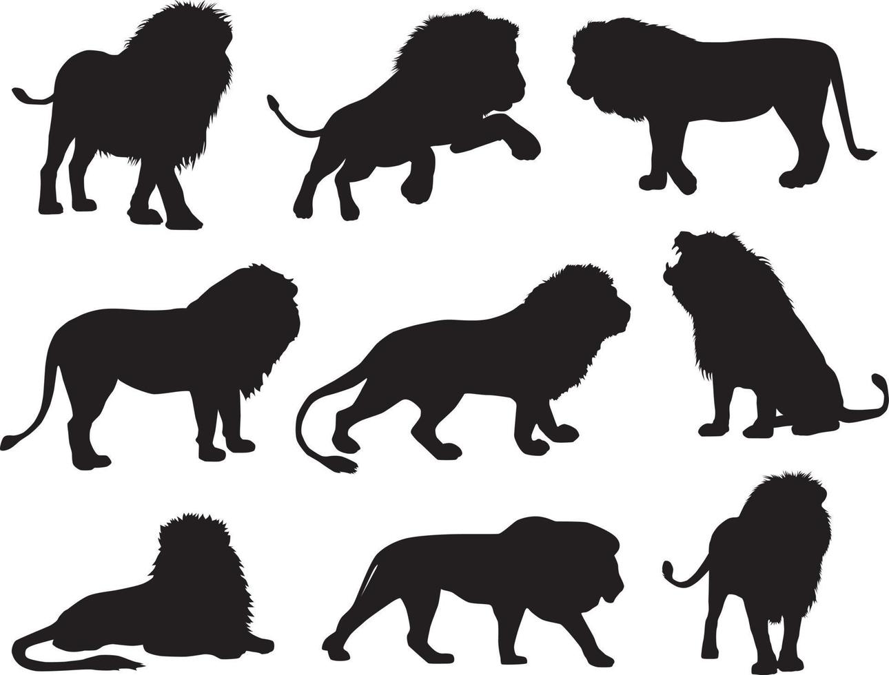 lion silhouettes set vector