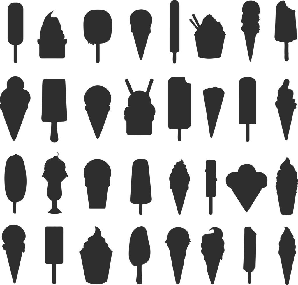 ice cream silhouettes vector