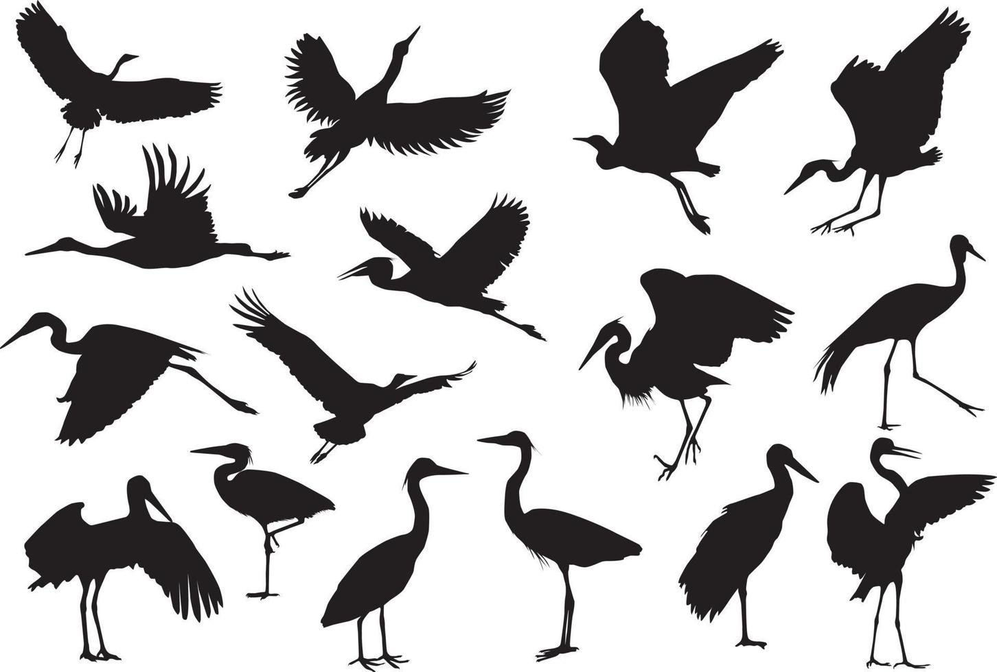 herons silhouettes set 11816436 Vector Art at Vecteezy