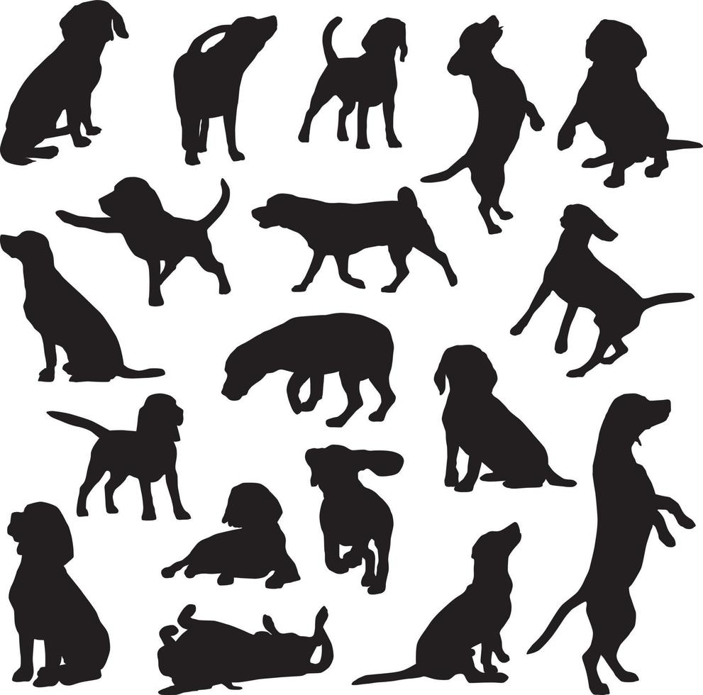 beagle dog silhouettes vector