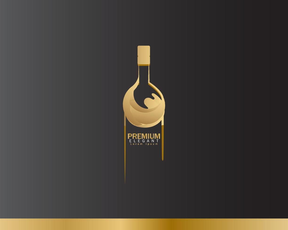 logotipo de vino simple y lujoso, logotipo de color dorado vector