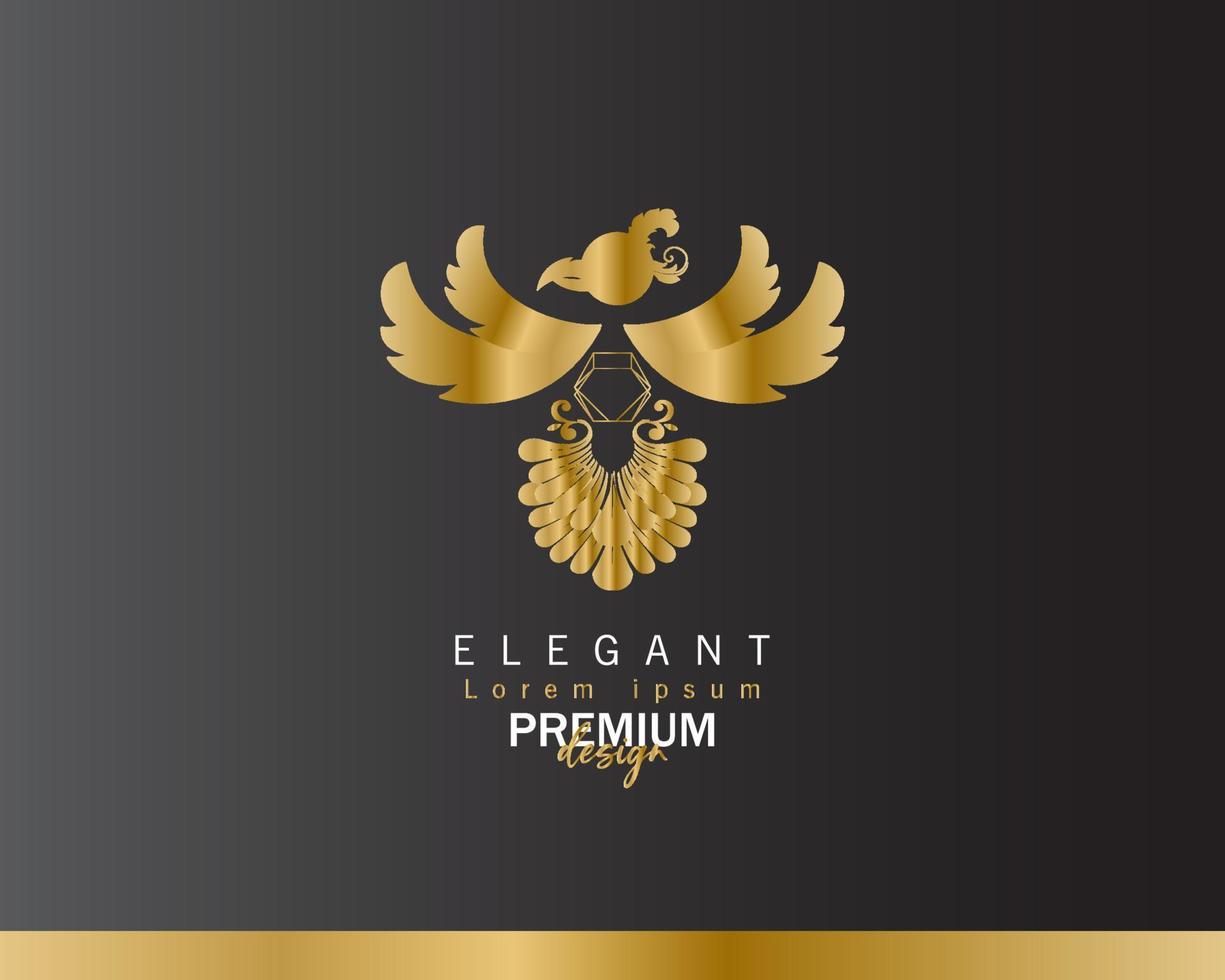 logotipo de pájaro y diamante, logotipo vectorial elegante y de lujo simple vector