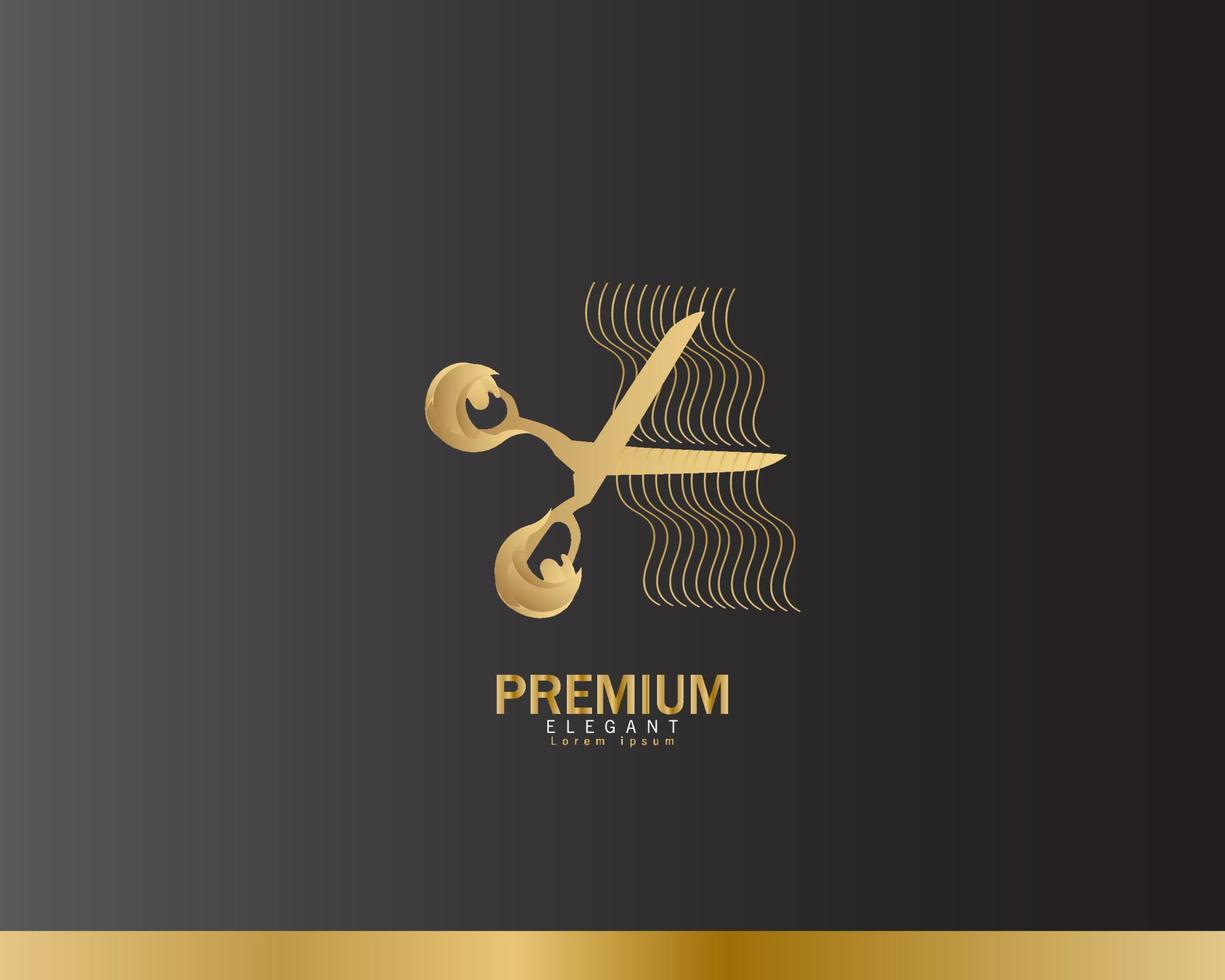 scissors logo, simple and elegant luxury barbershop logo vector