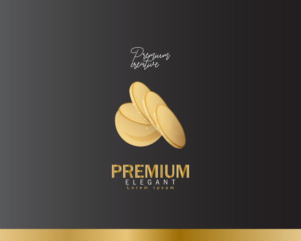 potato logo in slice, unique logo, simple, elegant and luxurious vector