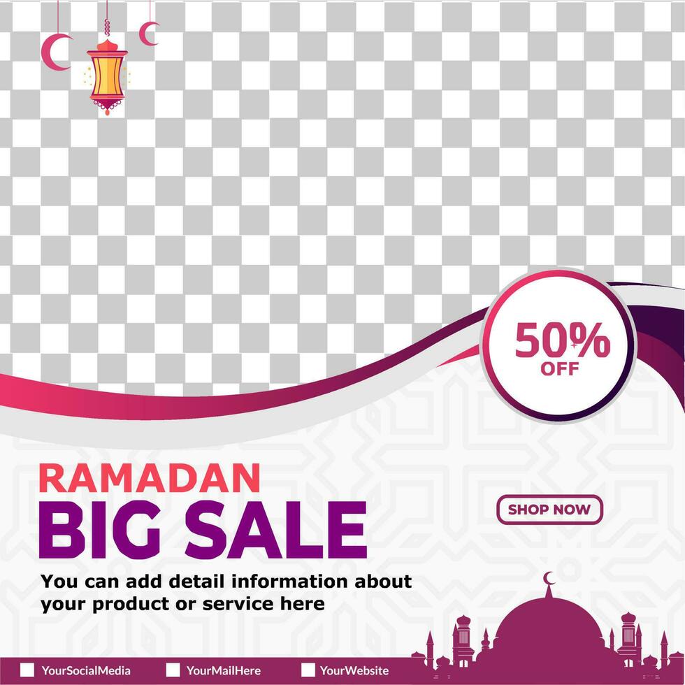 Islamic ramadan kareem sale social media post template vector