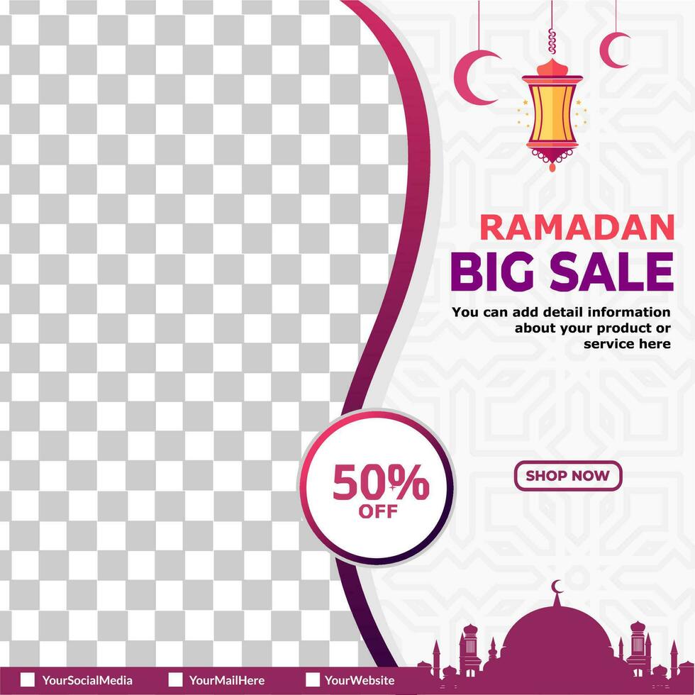 Islamic ramadan kareem sale social media post template vector