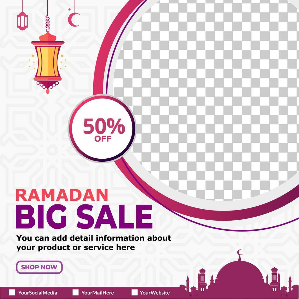 Islamic ramadan kareem sale social media post template vector