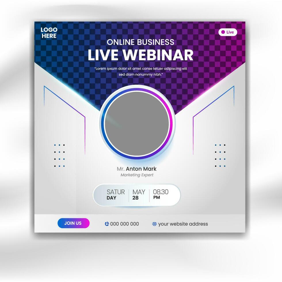Digital business marketing webinar banner for social media post template vector