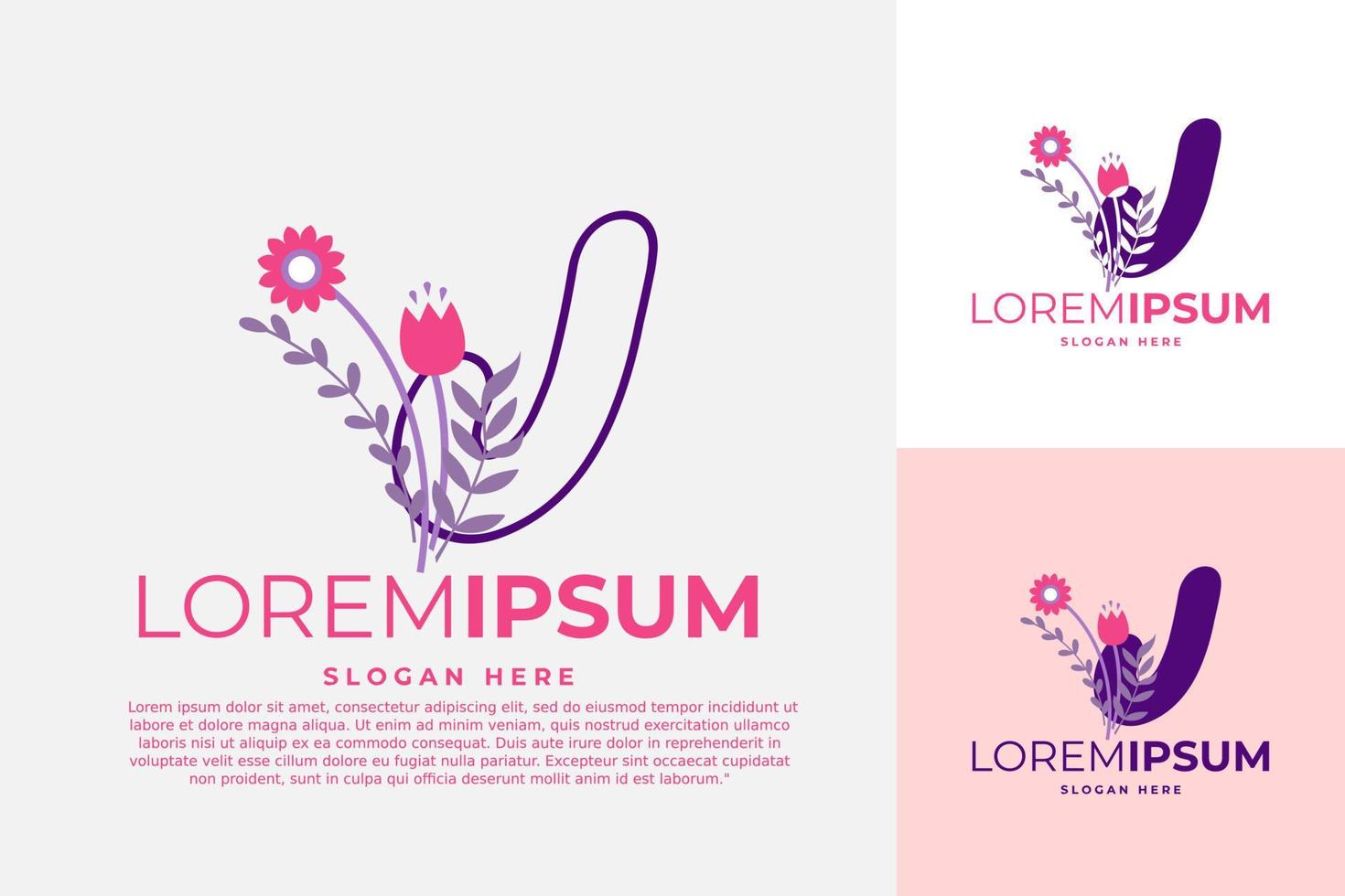 ilustración de plantilla de vector de diseño de logotipo de letra j con flores