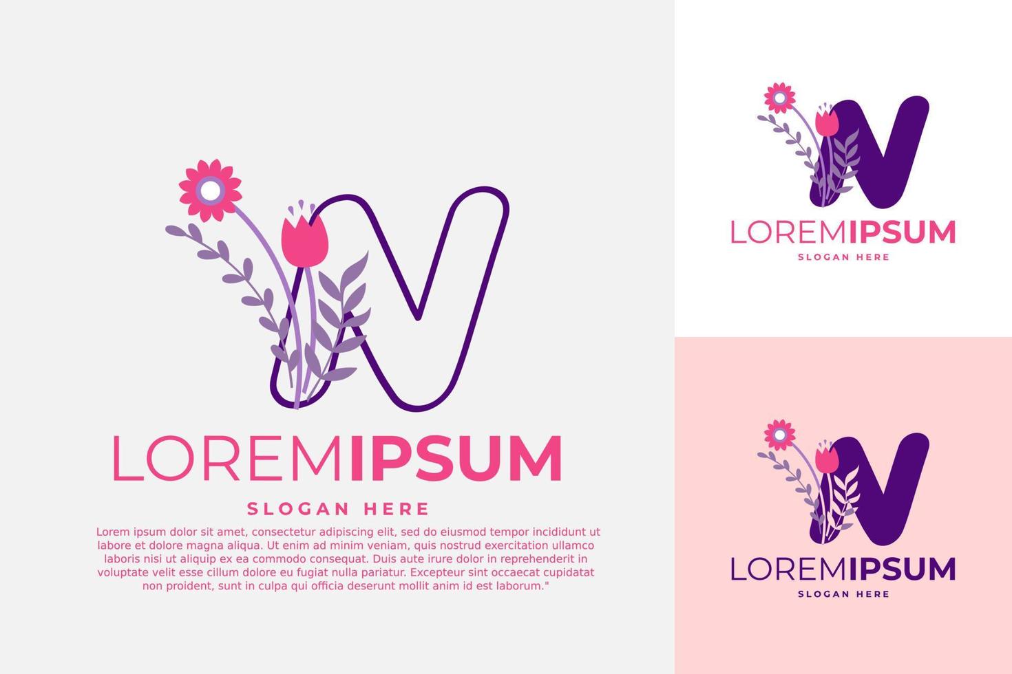 letter N logo design vector template illustration with flowers