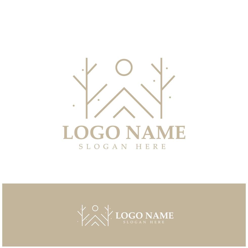 logotipo de árbol abstracto para bosque y naturaleza de parque. con una combinación de elementos de línea .vector para diseños de negocios, agricultura, conceptos ecológicos, vegetación y belleza natural. vector