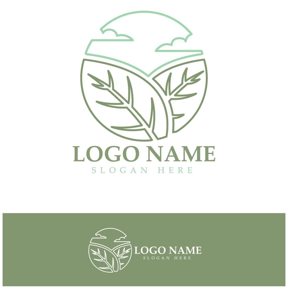 logotipo de árbol abstracto para bosque y naturaleza de parque. con una combinación de elementos de línea .vector para diseños de negocios, agricultura, conceptos ecológicos, vegetación y belleza natural. vector