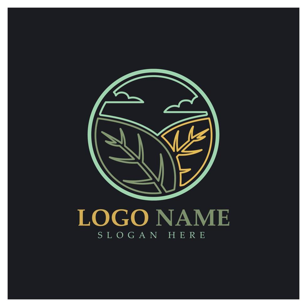 logotipo de árbol abstracto para bosque y naturaleza de parque. con una combinación de elementos de línea .vector para diseños de negocios, agricultura, conceptos ecológicos, vegetación y belleza natural. vector