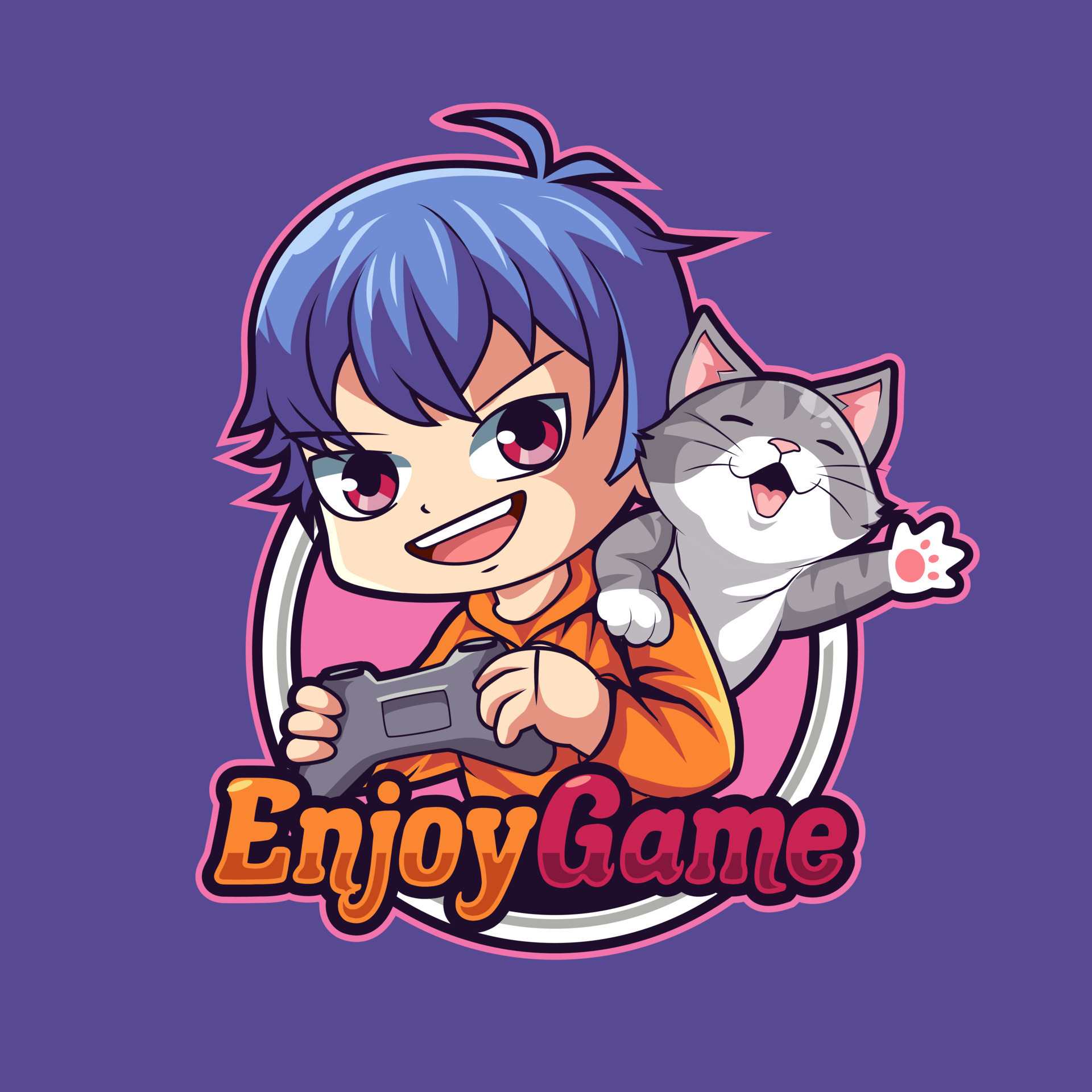 Premium Vector  Gamer anime boy with character with rock hand sign mascot  esport logo