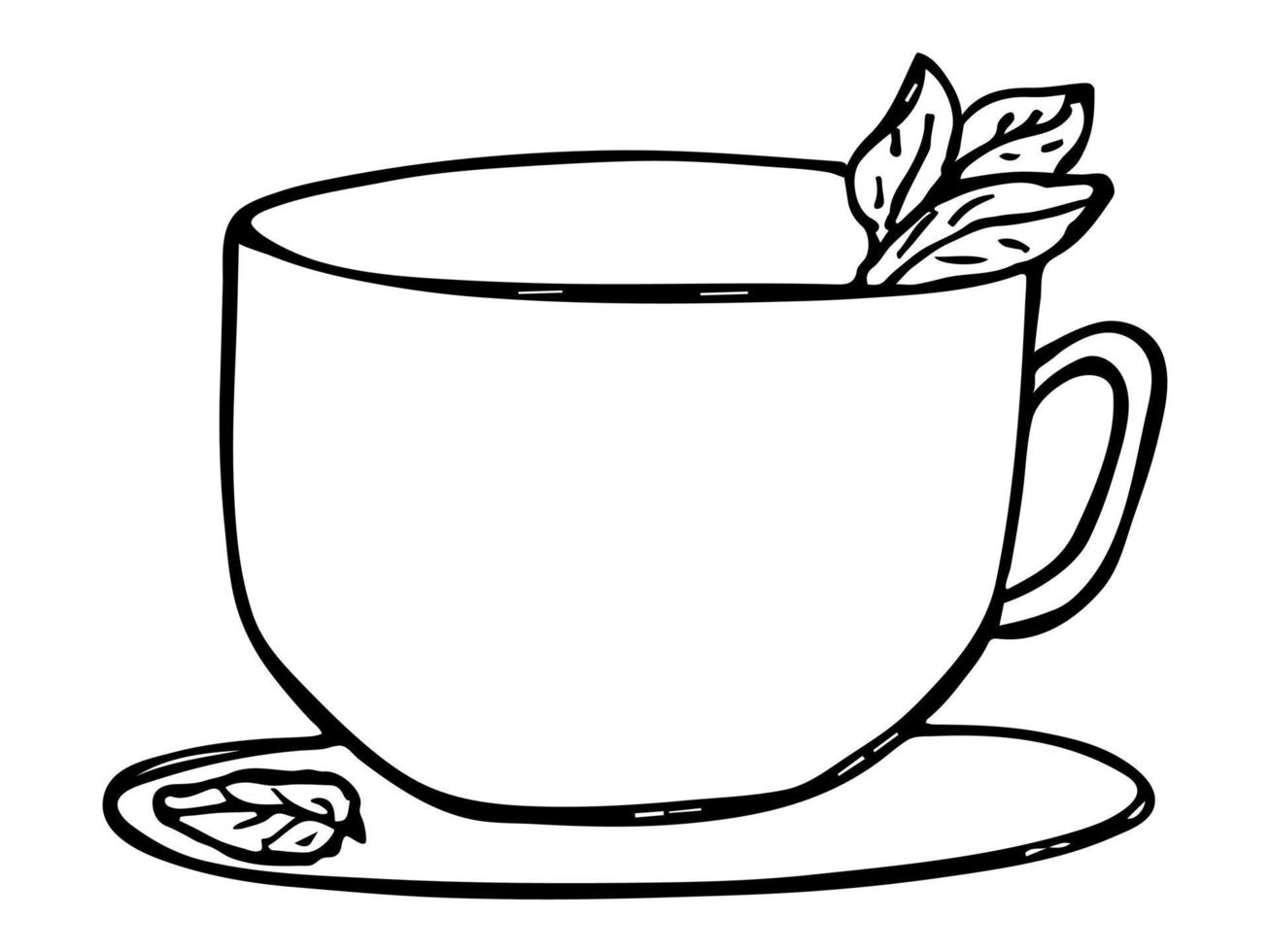 Cute cup of tea or coffee illustration. Simple mug clipart. Cozy home doodle vector