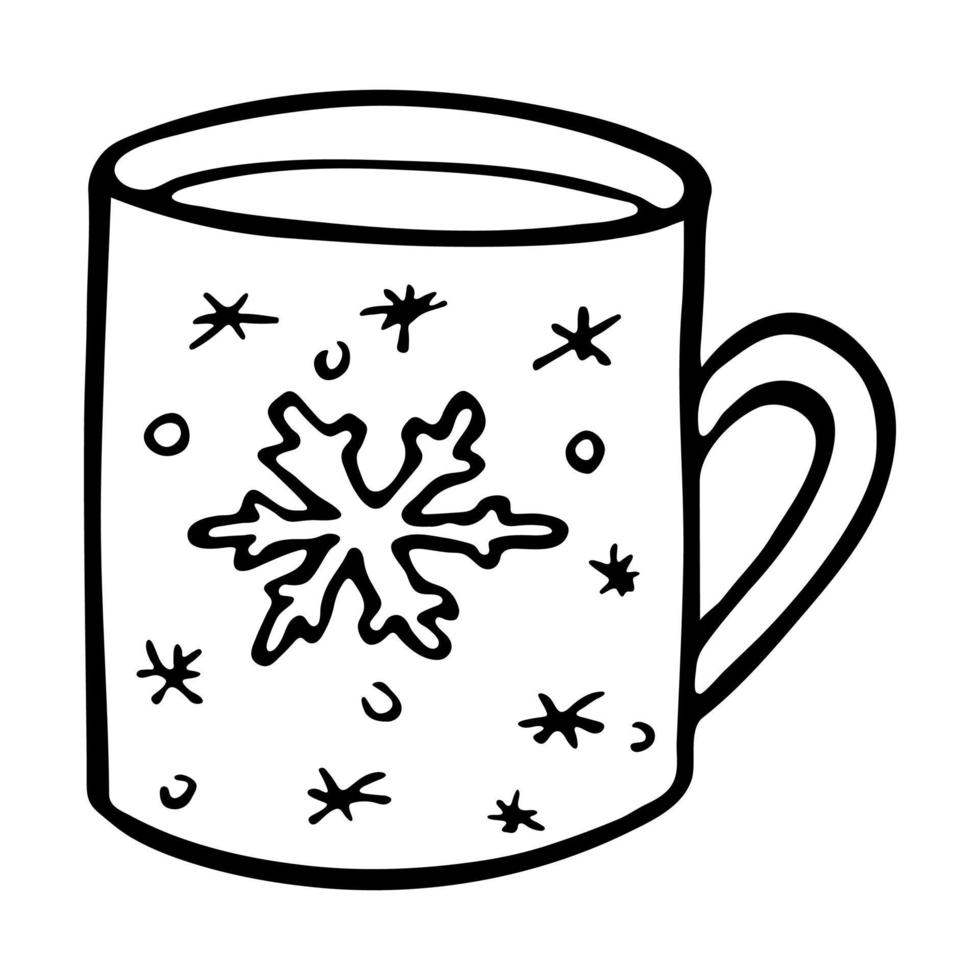 Cute cup of tea or coffee illustration. Simple mug clipart. Cozy home doodle vector