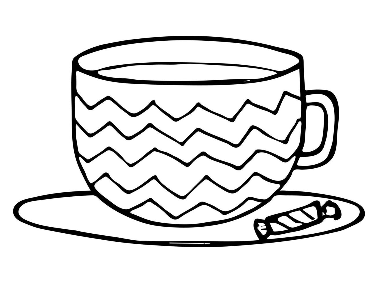 Cute cup of tea or coffee illustration. Simple mug clipart. Cozy home doodle vector