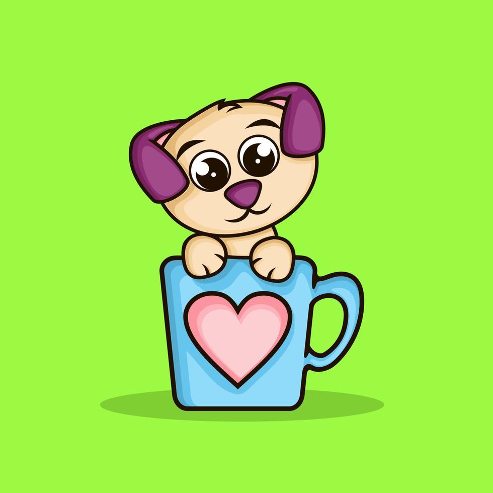 cute puppy. flat cartoon style. animal nature icon concept vector