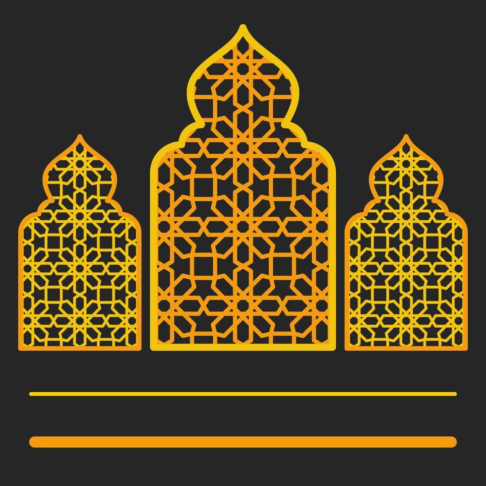 Editable Patterned Silhouette of Mosque Vector Illustration With Golden Style for Islamic Religious Moments Like Ramadan or Eid and Arabian Middle Eastern Culture Concept