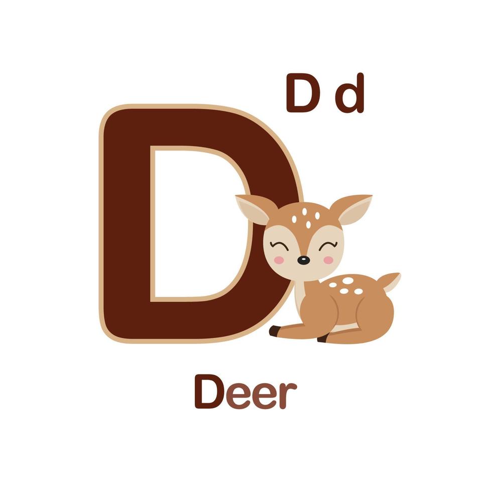Cute Animals alphabet for kids education. vector