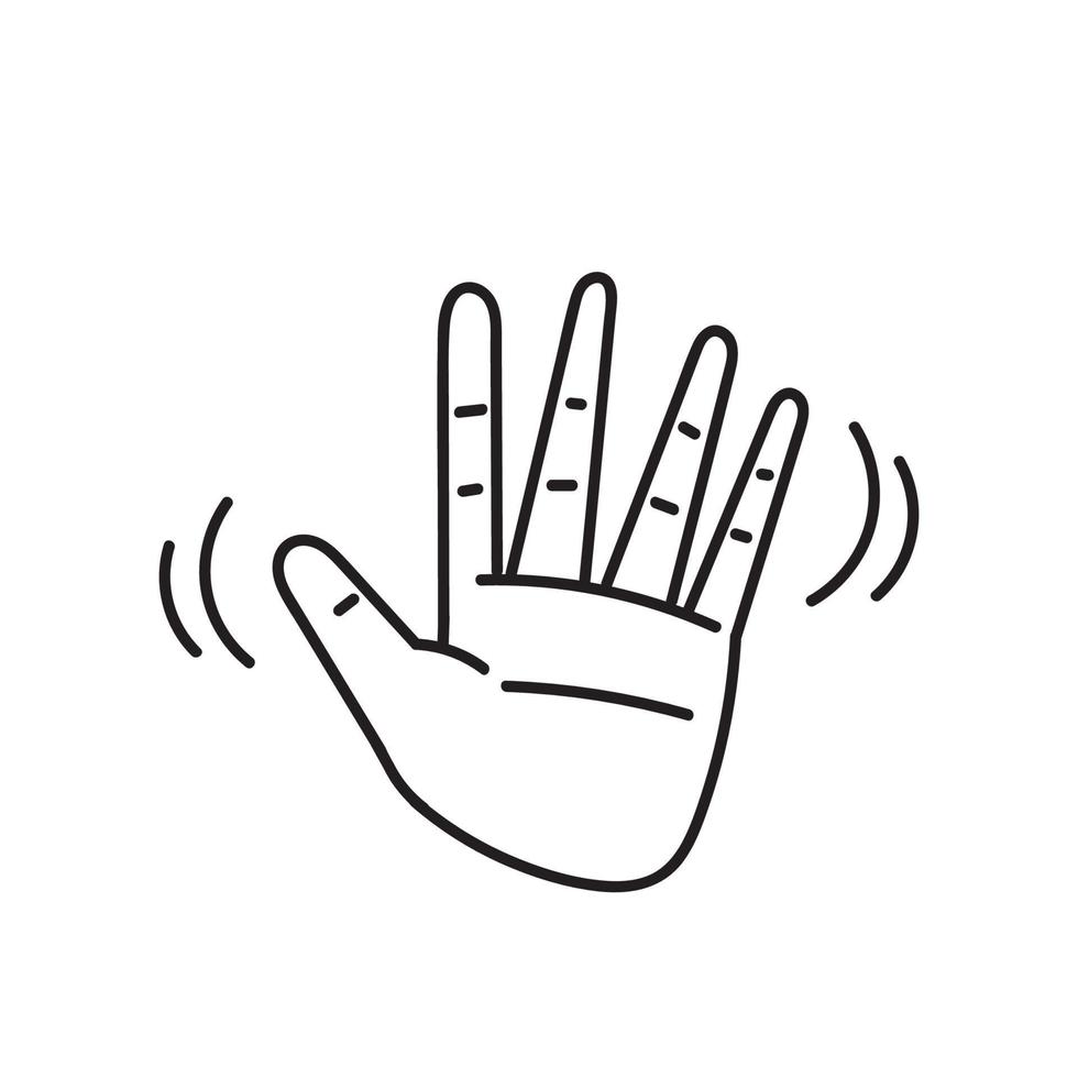 hand drawn doodle hand waving hello illustration vector